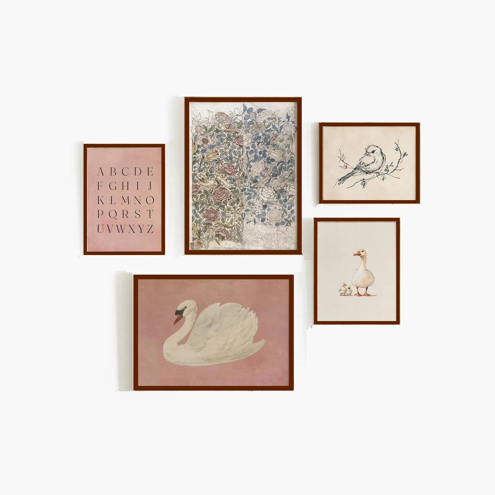 Pack of 5 Nursery Wall Art Kids Room Modern Frame set