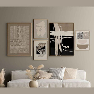 Living room with abstract art on the wall 