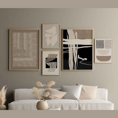 Living room with abstract art on the wall 