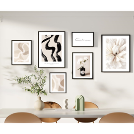 6 Pack Pattern Calm Wall Abstract Pattern, Neutral Print Frame set ( 12x16" 2 pc, 8x12" 2 pc, 6x8" pc)