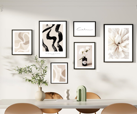 6 Pack Pattern Calm Wall Abstract Pattern, Neutral Print Frame set ( 12x16" 2 pc, 8x12" 2 pc, 6x8" pc)