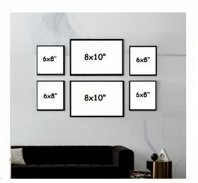 Pack of 6 Collage Set, Glass front Frame, Custom frame set (8x10" - 2pc, 6x8" - 4 pc)