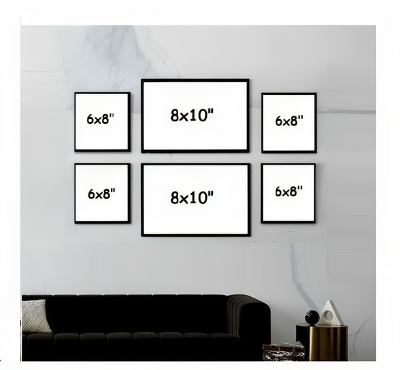 Pack of 6 Collage Set, Glass front Frame, Custom frame set (8x10" - 2pc, 6x8" - 4 pc)