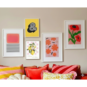 Set of 5 Colorful Abstract Frame set for Living Room, Bedroom (12x18 inch 3 pc, 10x14 inch 2 pc)