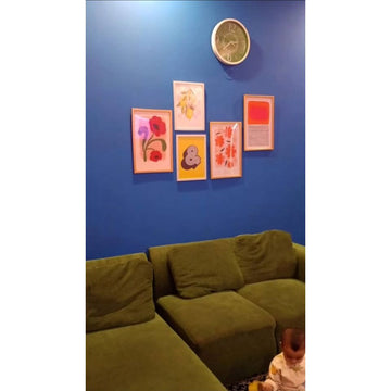 Set of 5 Colorful Abstract Frame set for Living Room, Bedroom (12x18 inch 3 pc, 10x14 inch 2 pc) - 0