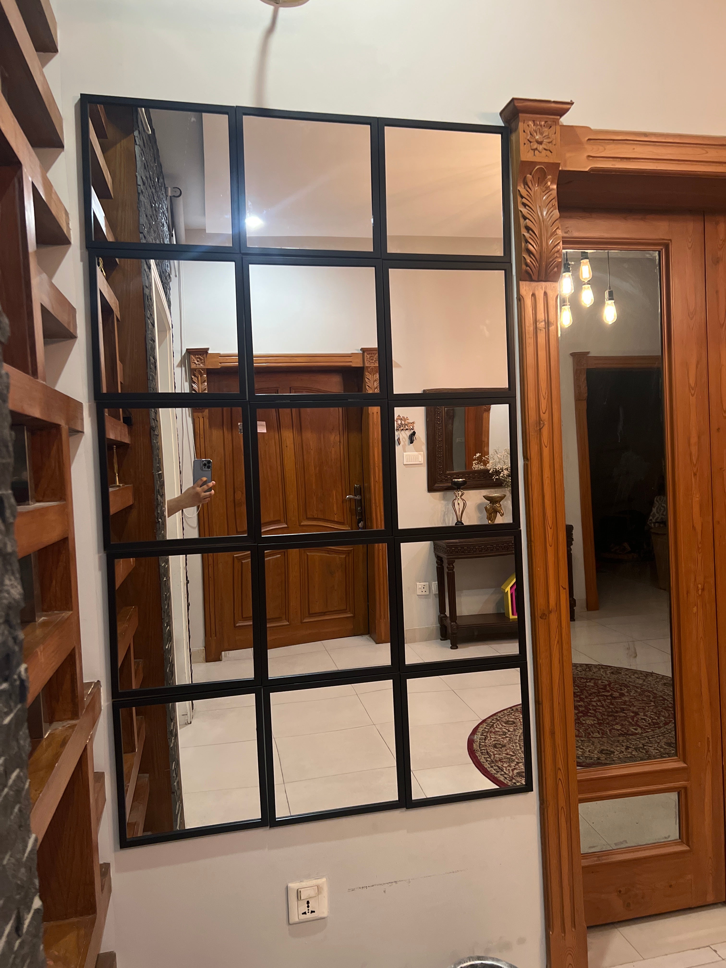 Grid Mirror for Home Decor, PVC Border Mirror frames , DIY Hanging Mirror