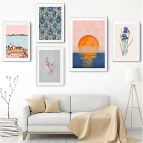 5 Pcs Abstract Art Room Aesthetic Frame set, Aesthetic Style Room Decor (12x18" - 1 pc, 8x12" - 4pc)
