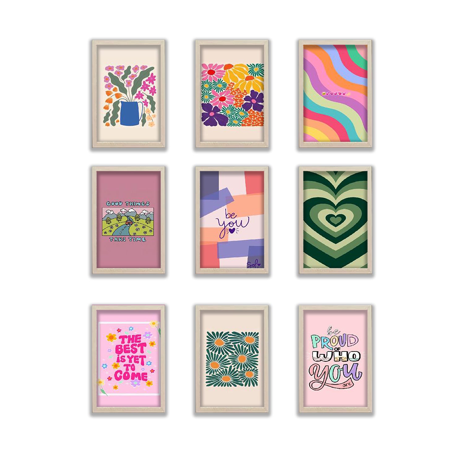 Pack of 9 Aesthetics Frame set Abstract Set