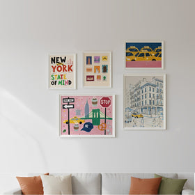 5 pc NYC Gallery Wall Frame Set, Retro Pop Art New York Print set