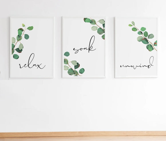 Botanical Bathroom frame Set: Sage Green Eucalyptus Wall Art frames