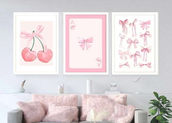 3 Pcs Aesthetic Wall Frames, Girls Room Printed Photo frames