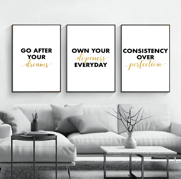 Motivational Quote Frame Set of 3 – Office Workplace Wall Art Prints