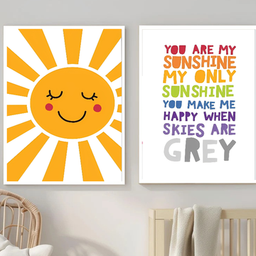 Kids Room Wall Frame Set – Sun Decor Photo Frames, 2 Pack