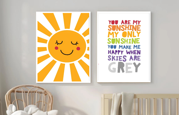 Kids Room Wall Frame Set – Sun Decor Photo Frames, 2 Pack