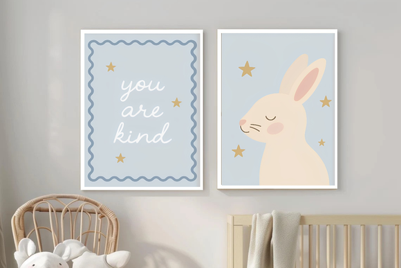 2 Pcs Kids Room Wall Frames, Bunny Baby Nursery Decor Photo frames