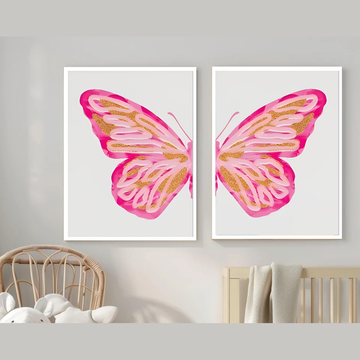 2 Pcs Girl Kids Room Wall Frames, Butterfly Decor Photo frames