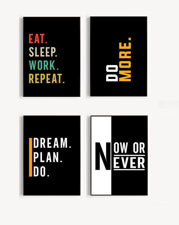 Inspirational Work Quotes set of 4 , Modern Home Office Print Frames, Workplace Positivity Quote