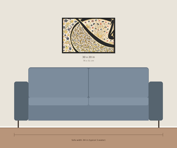 Single Gold Black Abstract Wall Frame 20x30", Ottoman Tughra Islamic Calligraphy, Sultan Suleiman Loop frame - 0