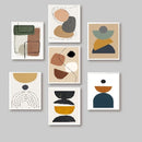 Set of 7 black frames with abstract minimalist shapes in warm earth tones, perfect for custom collage wall decor. - 7 Pcs Abstract Room Decor Frame set, Glass front Wall Picture Frames, Living Room Decor, Bedroom Frames - Black / 6x8" / 1 - Frame World