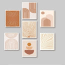 Set of seven custom collage frames with abstract beige and brown designs on white backgrounds. - 7 Pcs Abstract Room Decor Frame set, Glass front Wall Picture Frames, Living Room Decor, Bedroom Frames - Black / 6x8" / 1 - Frame World