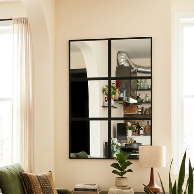 6 Pcs Seperate Grid Mirror Wall Decor with PVC Border – 12x12" each DIY Hanging Mirror Frame