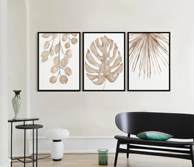 Monstera Leaf Print Set of 3, Abstract Photo frames
