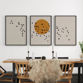 3 Pcs Japandi scandi Wall Frames, Sunrise Abstract Art Photo frames