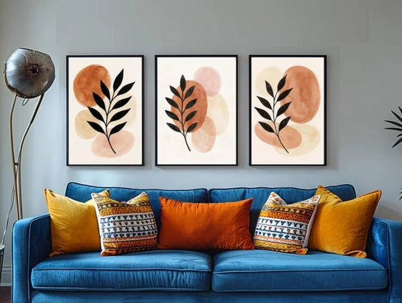 Boho Neutral Art Frames, Abstract Photo frame set of 3