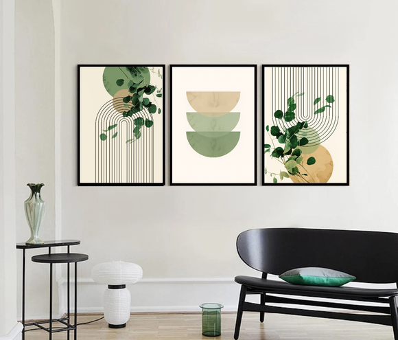 3 Pcs Green Wall art Abstract Home decor, Farmhouse Art print