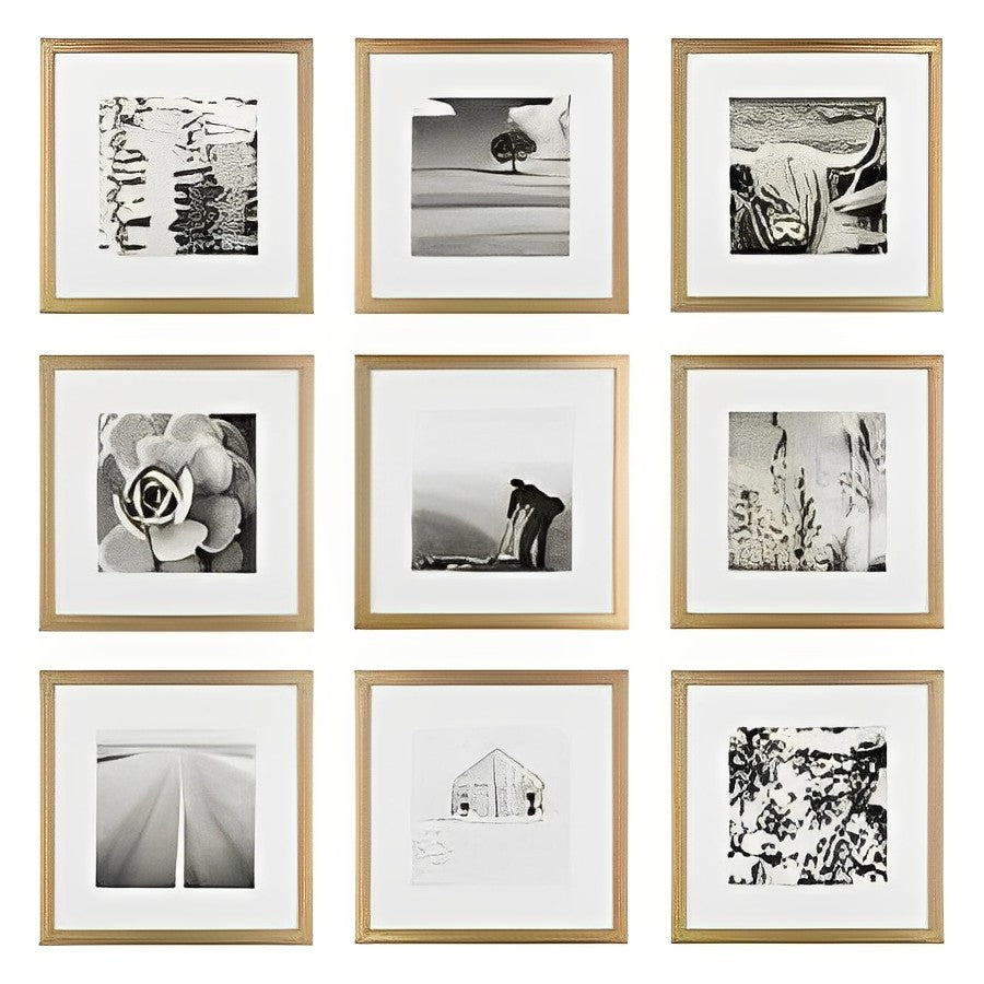 Custom Border 10x10 inch Glass front Frame set with Custom Pictures, 7x7 inch Print Area