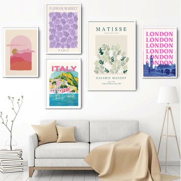 5 Pcs Abstract Frame set, Aesthetic Style Living Room Decor (12x18" - 1 pc, 8x12" - 4pc)