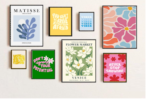 8 Pcs Abstract art Frames set, Aesthetic Gallery Frame set (12x16" - 3pc, 8x12" -  3pc, 6x8" - 2pc)