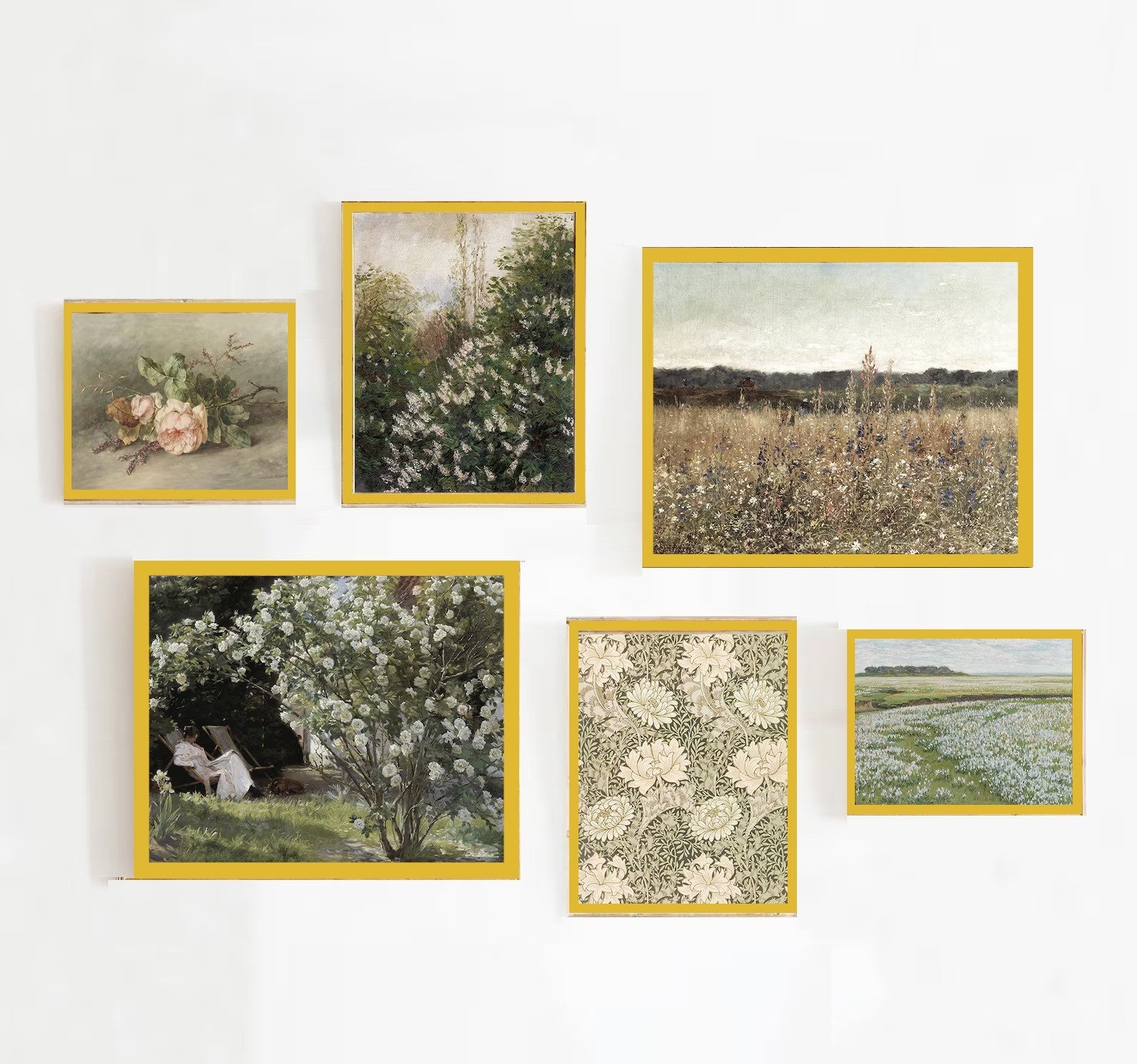 6 Frames Large Vintage Full Wall frame set, Modern Traditional, Antique Decor, European Wall Prints