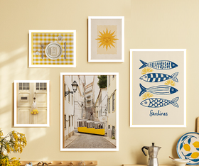 Set of 5 Kitchen Dining Room Wall Decor, Wall hanging Frame set , Aesthetic Dining Decor