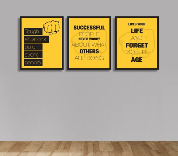 3 Pcs Motivational Quote Wall Frames, Office Room Decor Photo frames
