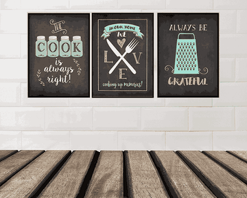 Set of 3 Kitchen Utensil Prints Perfect for Rustic, Modern Farmhouse, Kitchen Dining Decor