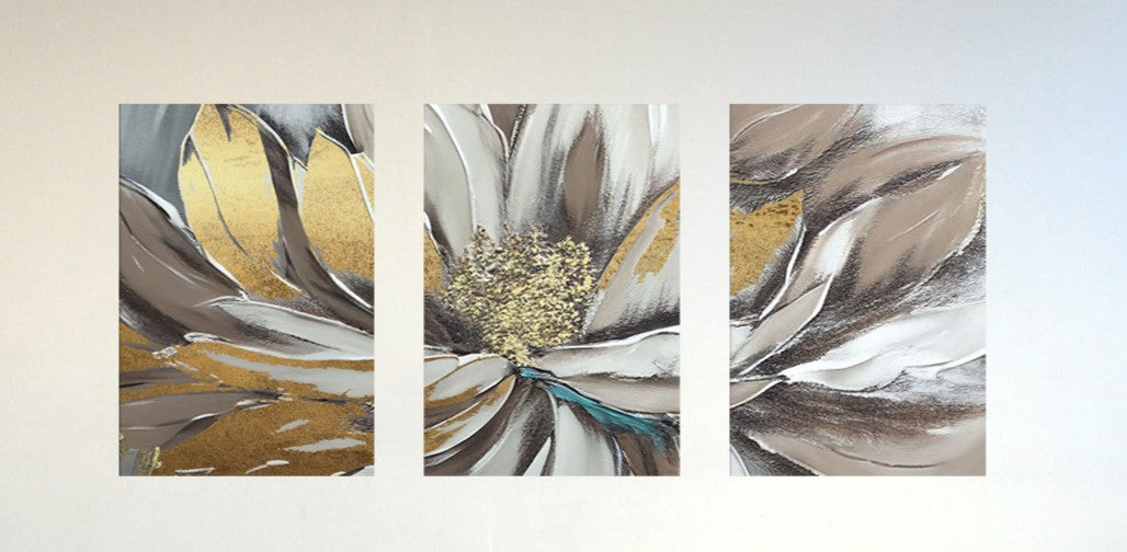 3 Pcs Canvas of Beautiful Flower Abstract Frames