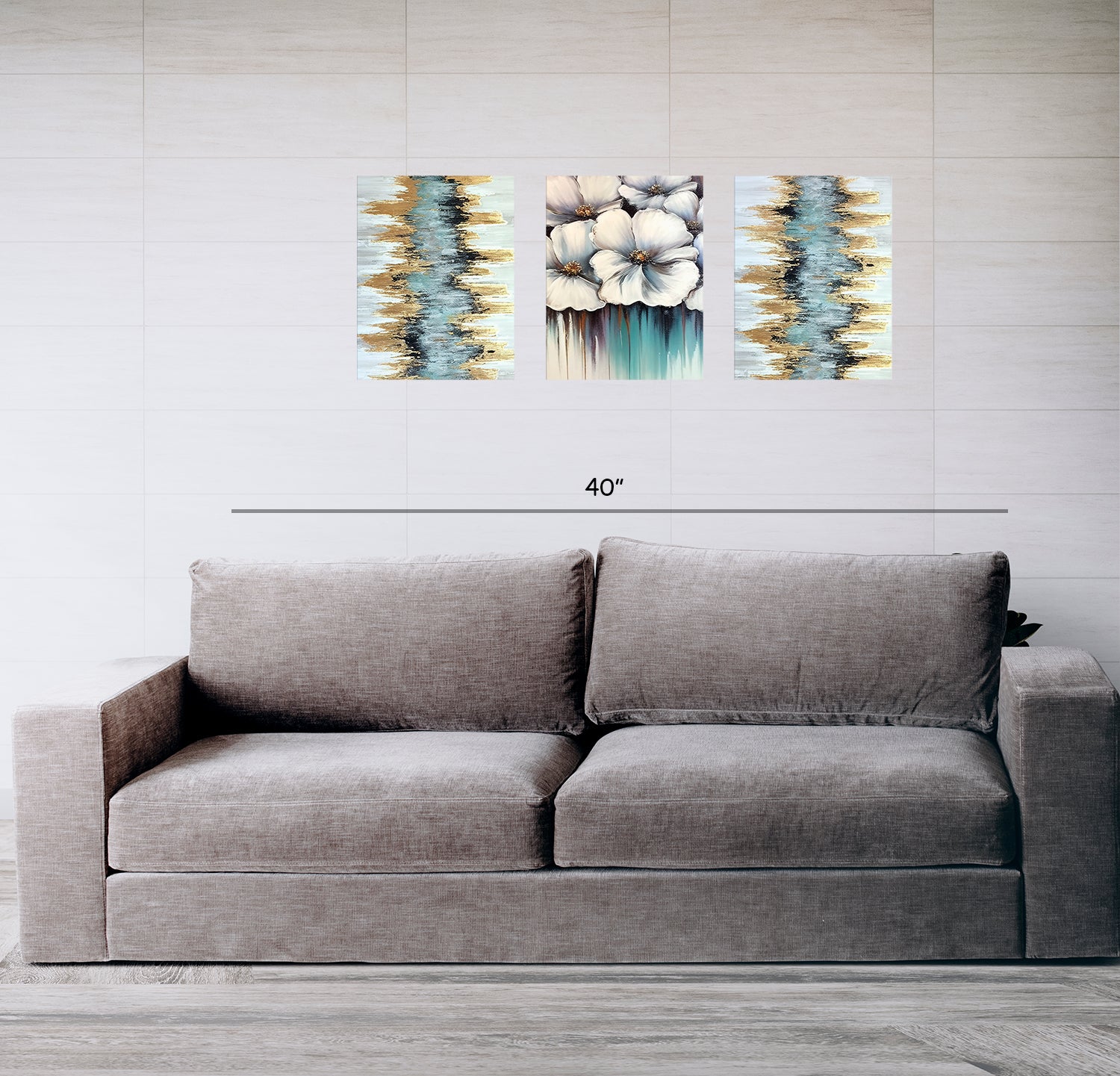 Gorgeous Flowers Set of 3 pc on Canvas Traditional Art