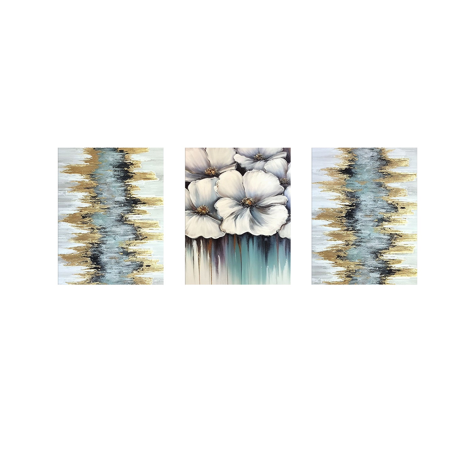 Gorgeous Flowers Set of 3 pc on Canvas Traditional Art