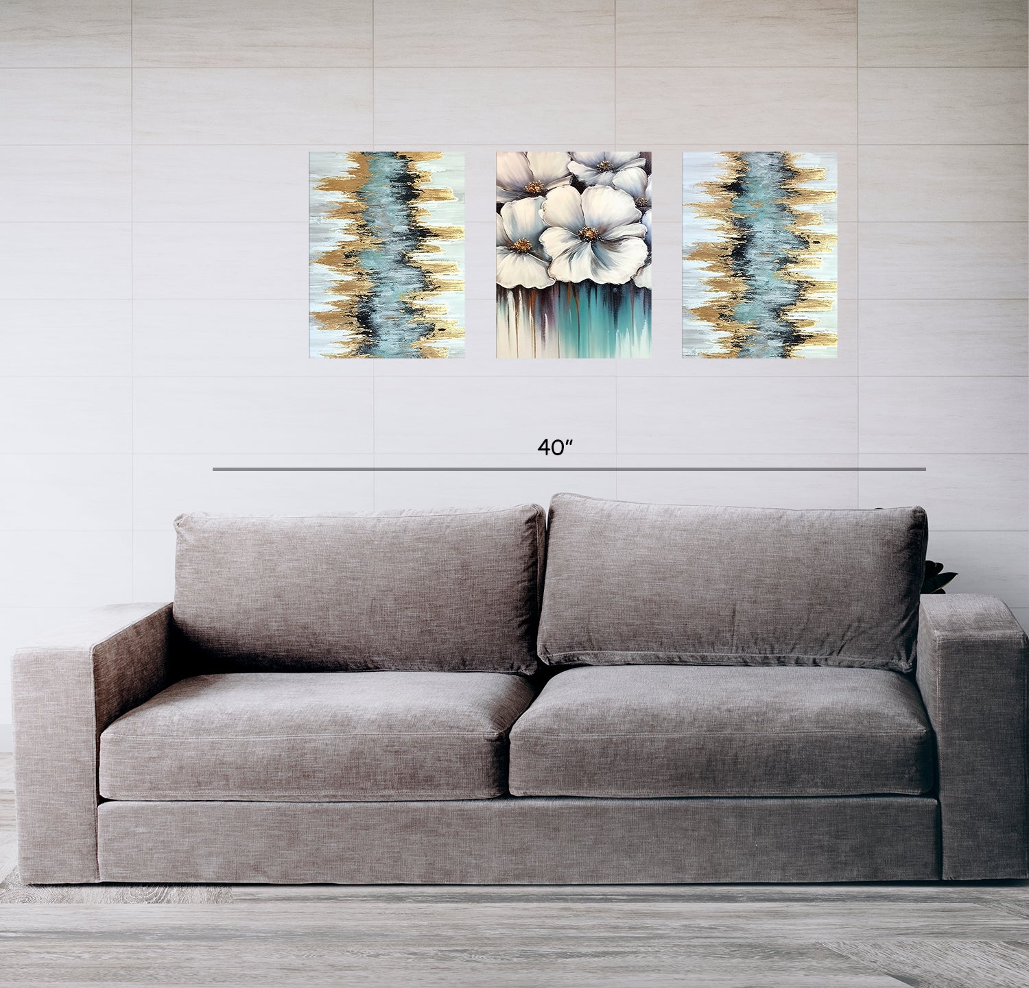 Gorgeous Flowers Set of 3 pc on Canvas Traditional Art