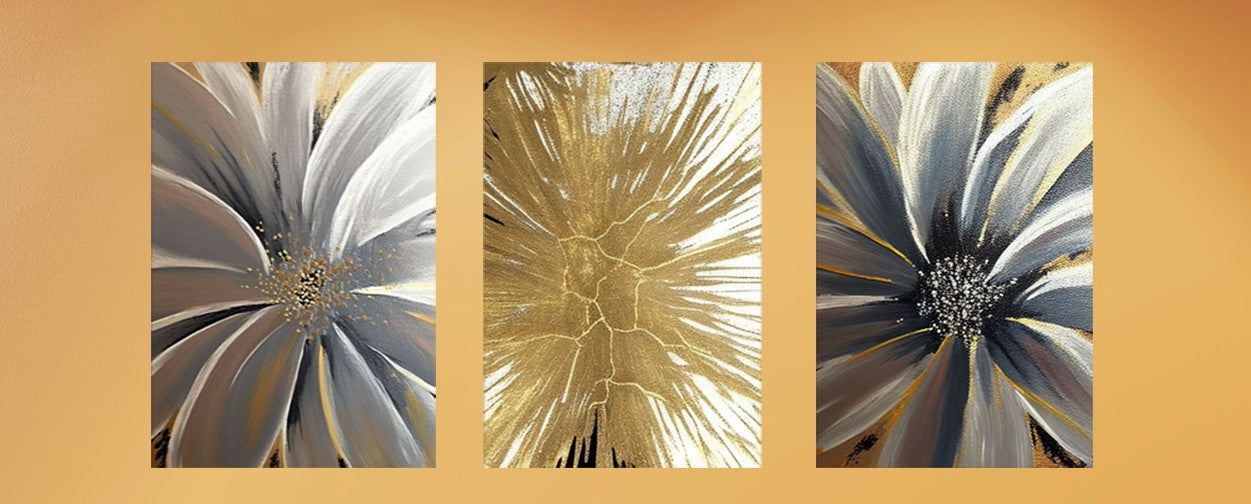 Gorgeous Yellow and White Flowers Set of 3 pc on Canvas Traditional Art