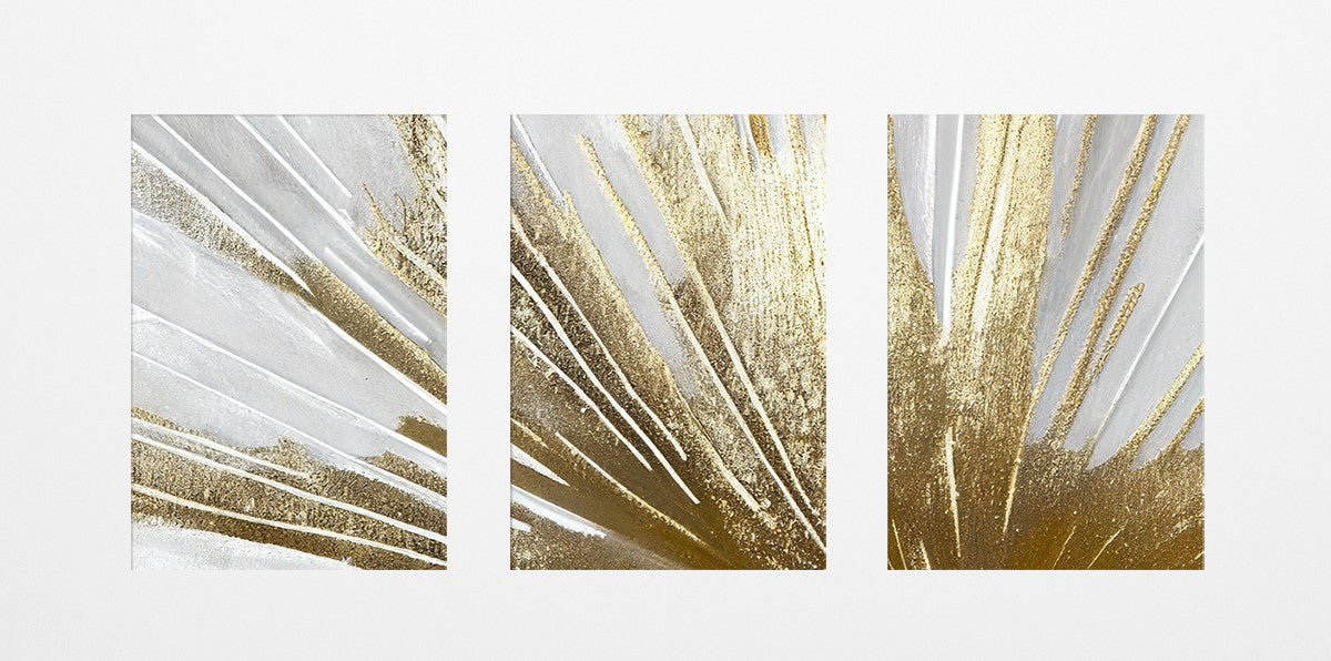 Gold Colour Abstract Art Canvas Set of 3 frames