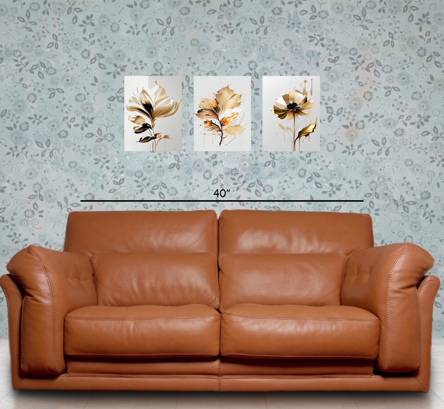 Gorgeous Bronze Flowers Set of 3 pc on Canvas Traditional Art