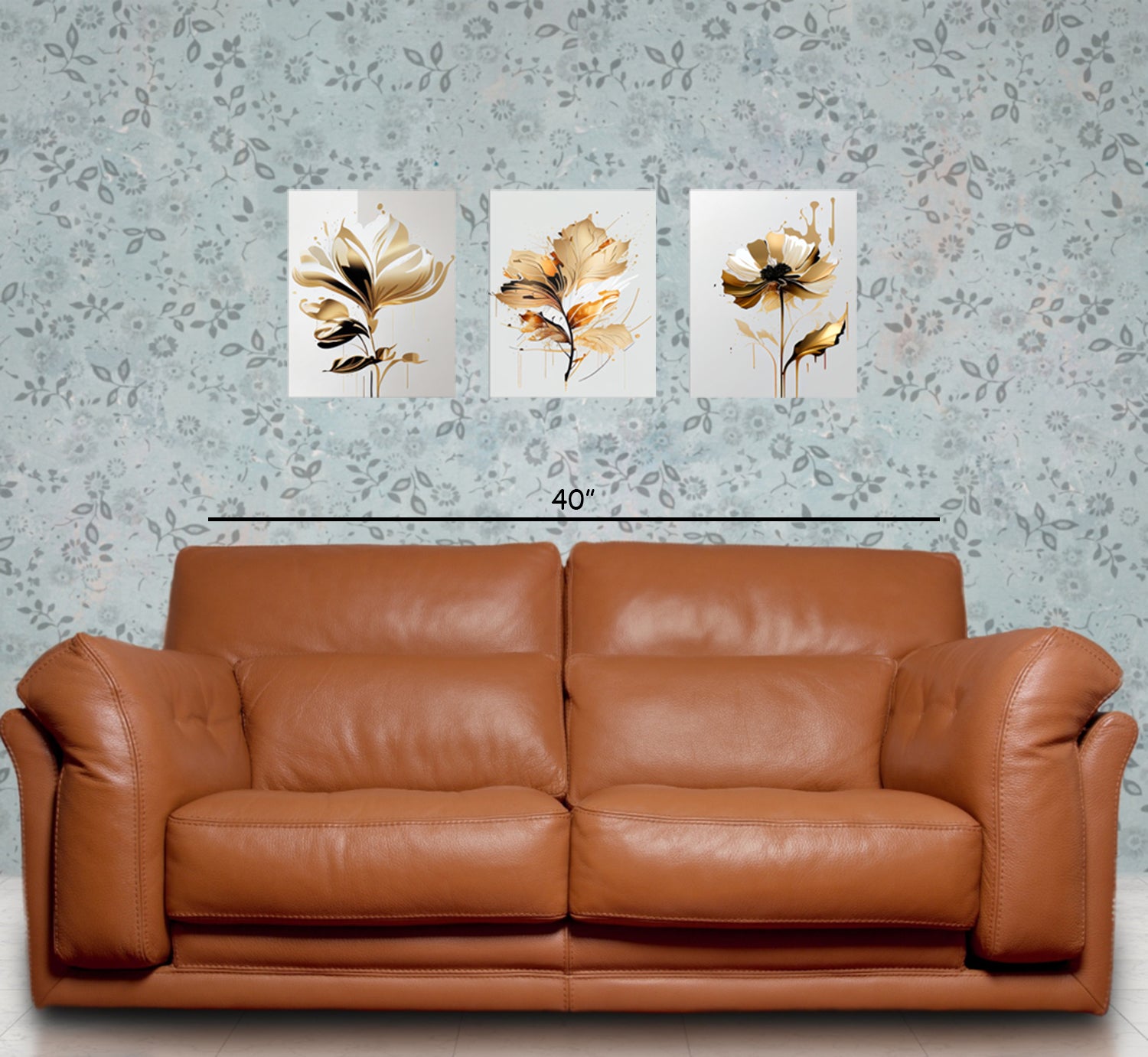 Gorgeous Bronze Flowers Set of 3 pc on Canvas Traditional Art
