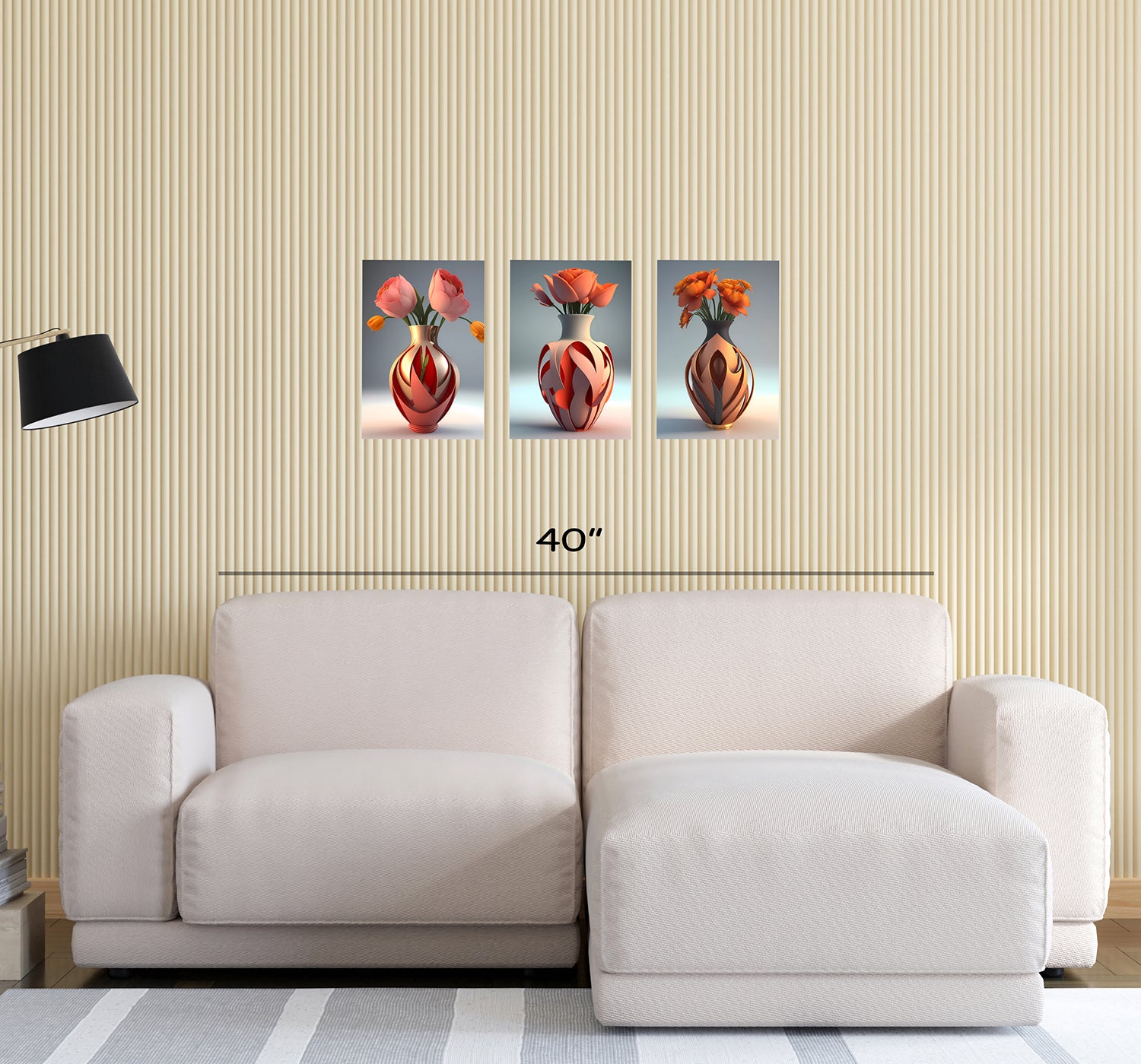 3 Beautiful Flower Vase Canvas Abstract Frames