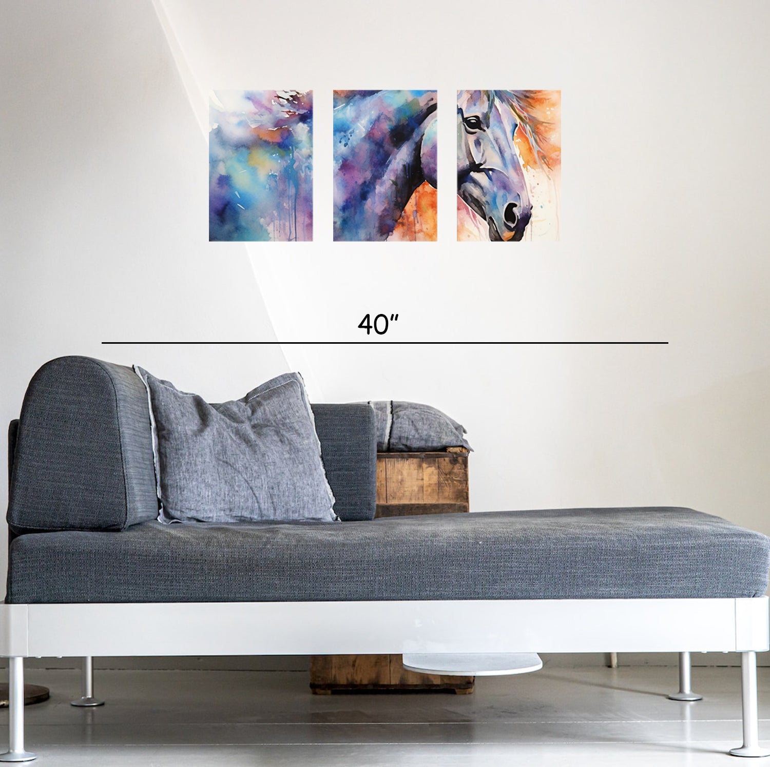 Beautiful Multi Colour Horse on Canvas 3 pcs Traditional Art