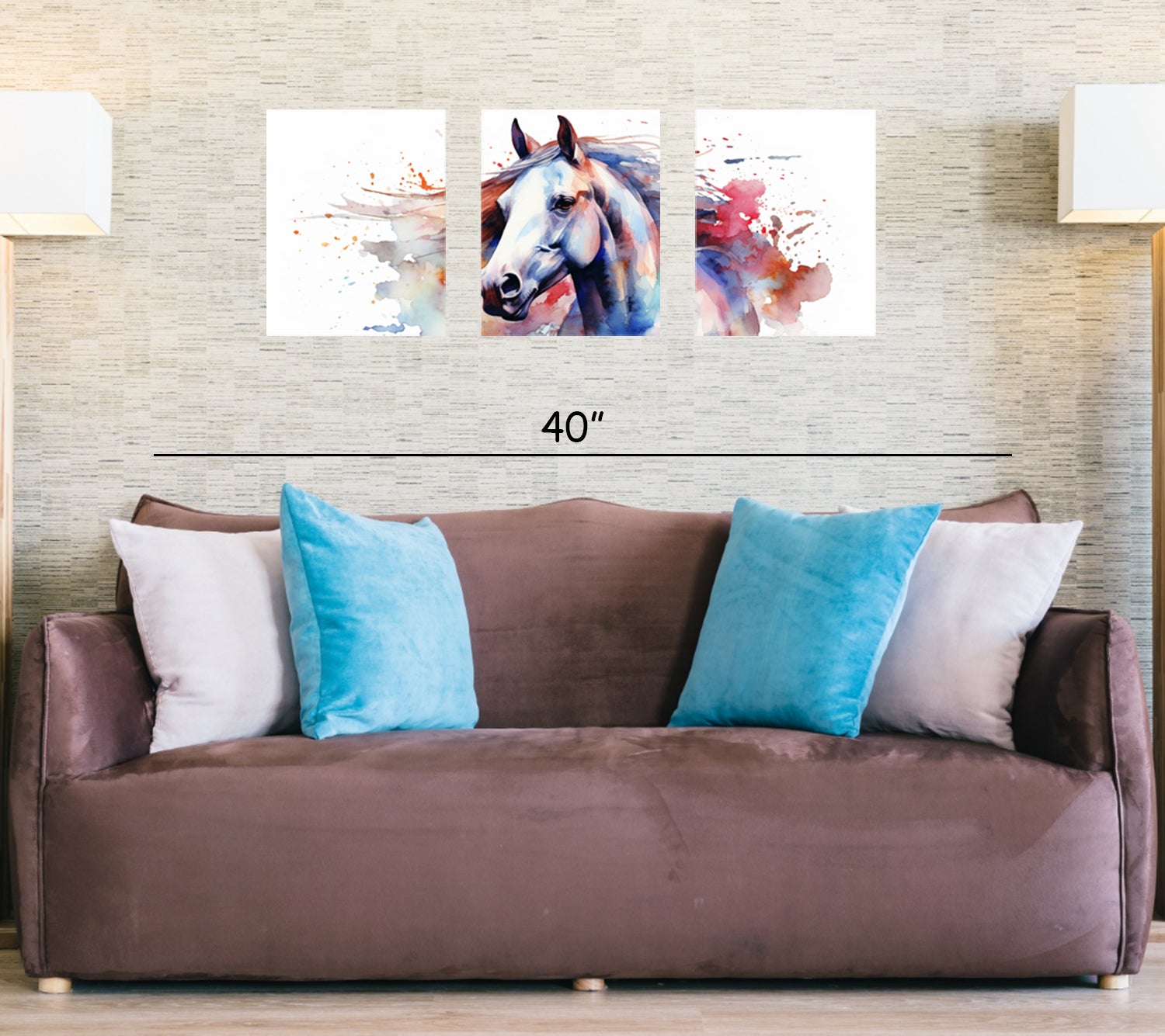Majestic Multi Colour Horse on Canvas 3 pcs Traditional Art