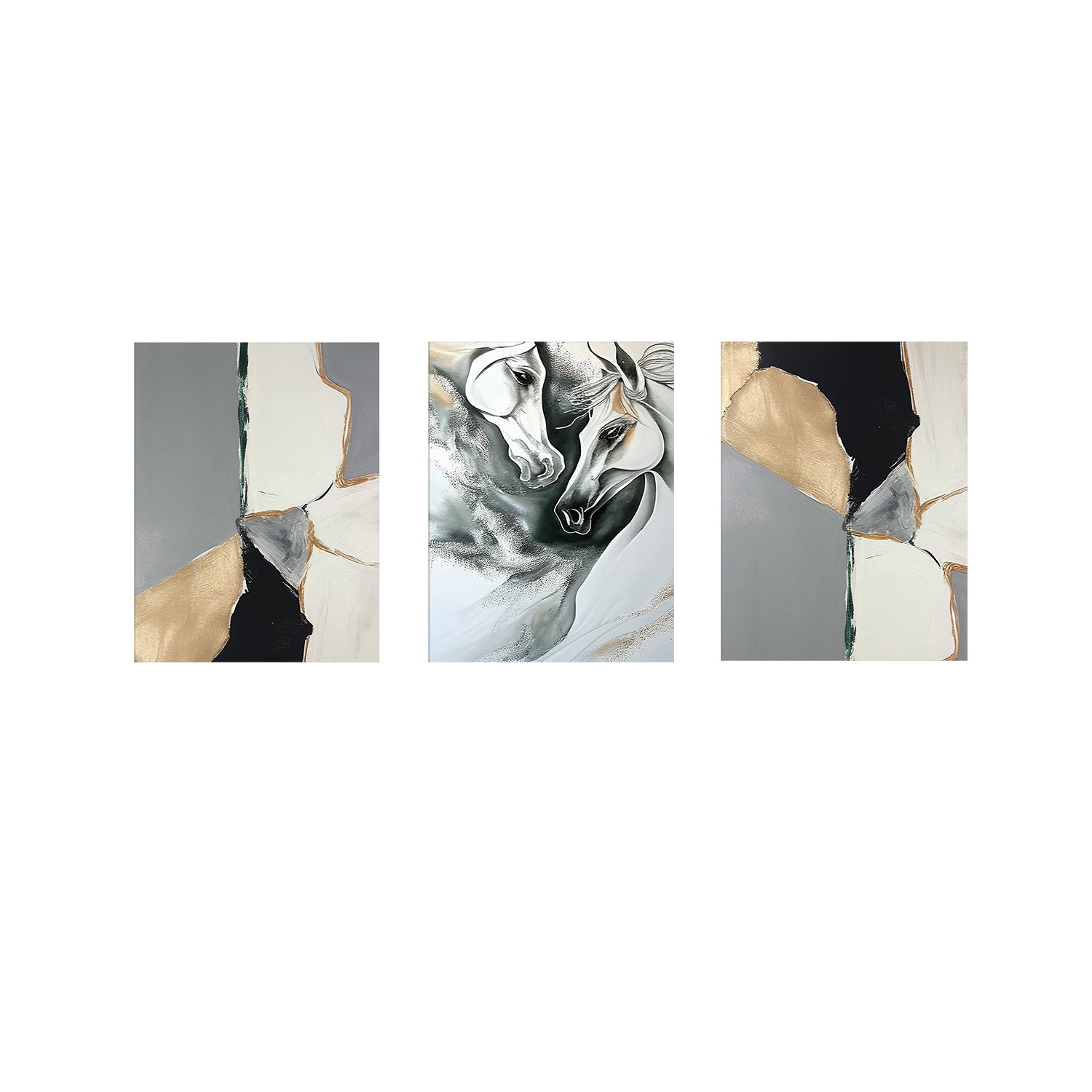 Majestic Horses on Canvas 3 pcs Traditional Art