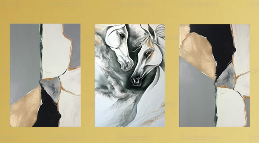 Majestic Horses on Canvas 3 pcs Traditional Art