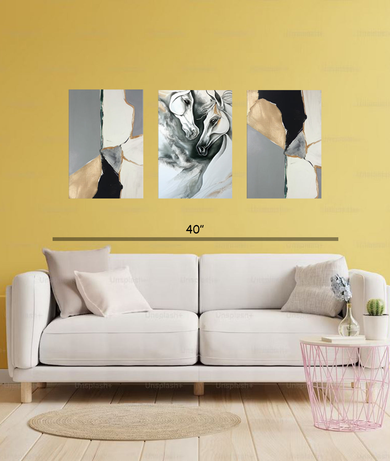 Majestic Horses on Canvas 3 pcs Traditional Art